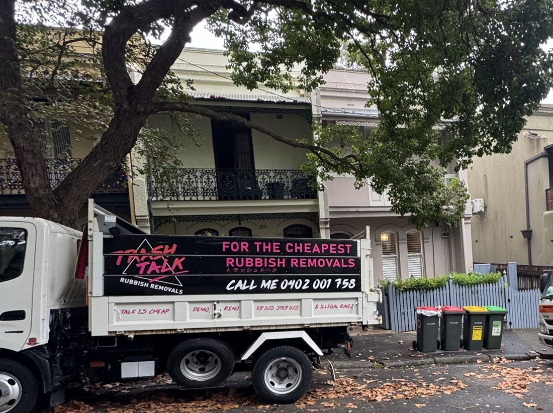 Trash Talk truck outside Sydney terrace houses